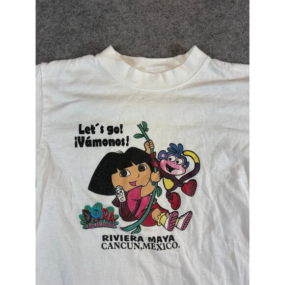 Vintage Y2K Dora The Explorer Boots Let's Go Vamonos T Shirt Youth Girls M White - Picture 2 of 6